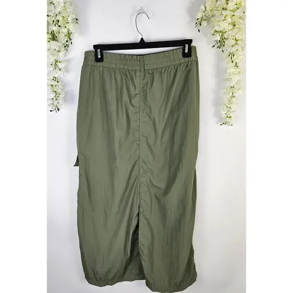 New OFFLINE By Aerie Cargo Maxi Skirt Large Sage Green Utility Pocket Streetwear - Picture 3 of 14